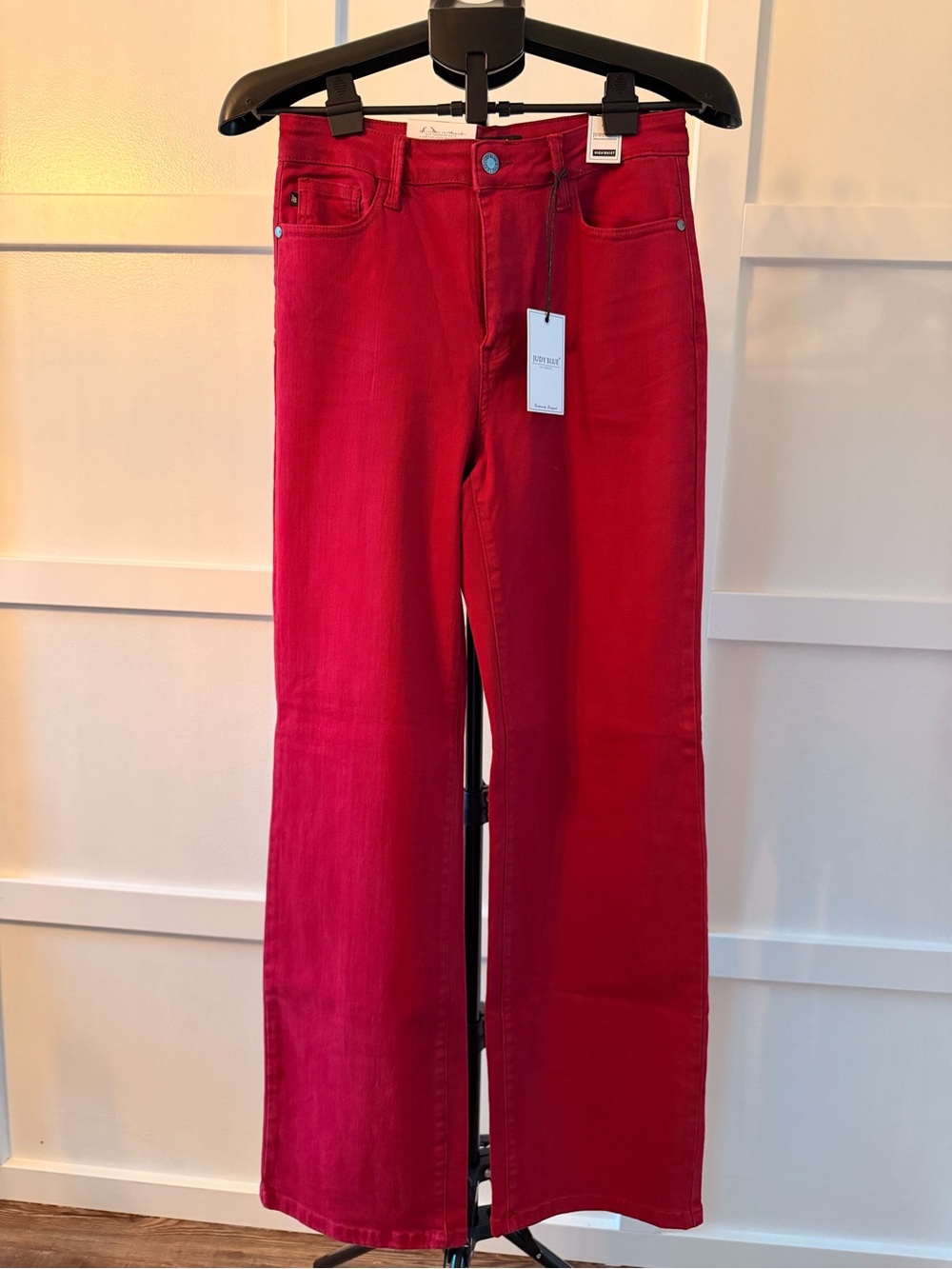 Judy Blue Vibrant Red High-Rise Wide-Leg Jeans
